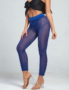 Blue sheer leggings